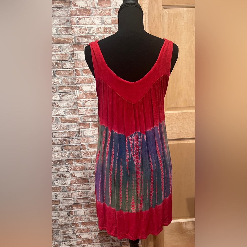 Rima Beachworld Woman’s Boho Sleeveless Tie Dye Embroidered Dress Fairy Grunge - Picture 2 of 11